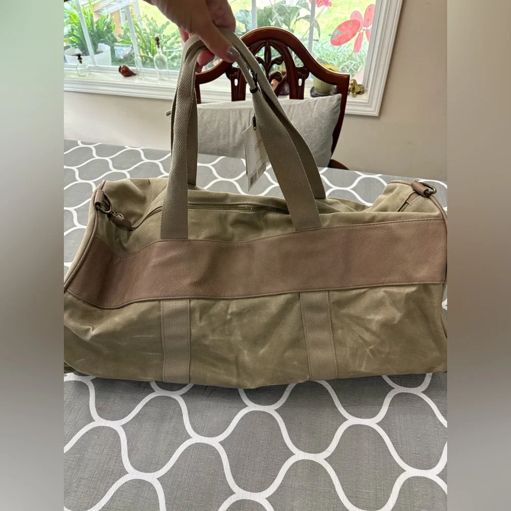 HEARTH & HAND with Magnolia Waxed Canvas Tan Duffel Travel Bag NWT